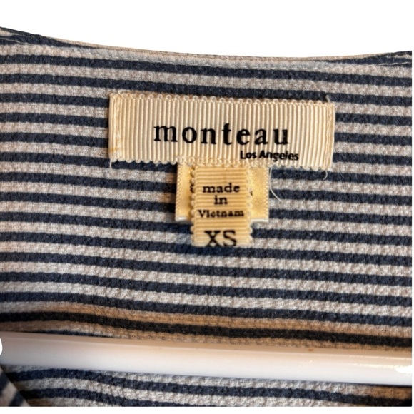 Monteau | Navy White Striped Button Midi Sundress | XS - Picture 6 of 6